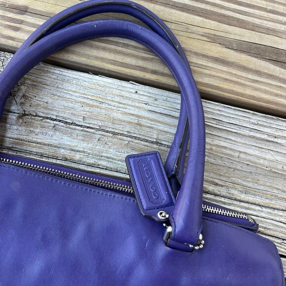 Coach Legacy Leather Large Harper Triple Zip Satchel Bag 23563 Purple - Picture 3 of 12